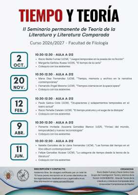 Calendario de sesiones del II Seminario permanente de Teoría de la Literatura y Literatura Comparada